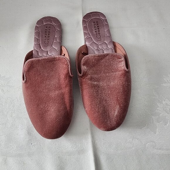 Size M 7/8 LC Lauren Conrad Pink Velour Slippers New No Tags No Box - Picture 6 of 8